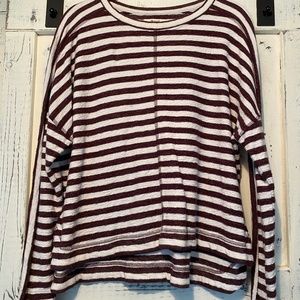 Madewell Stripe White/Burgundy Size XL Sweater Top
